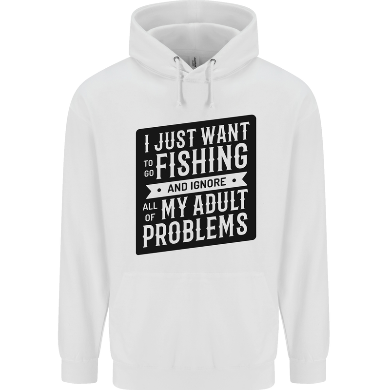 Fishing Ignore All of My Adult Problems Funny Mens 80% Cotton Hoodie White