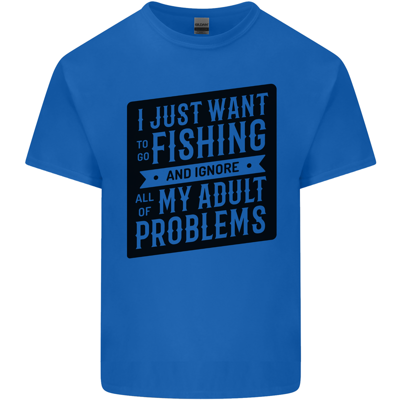 Fishing Ignore All of My Adult Problems Funny Mens Cotton T-Shirt Tee Top Royal Blue