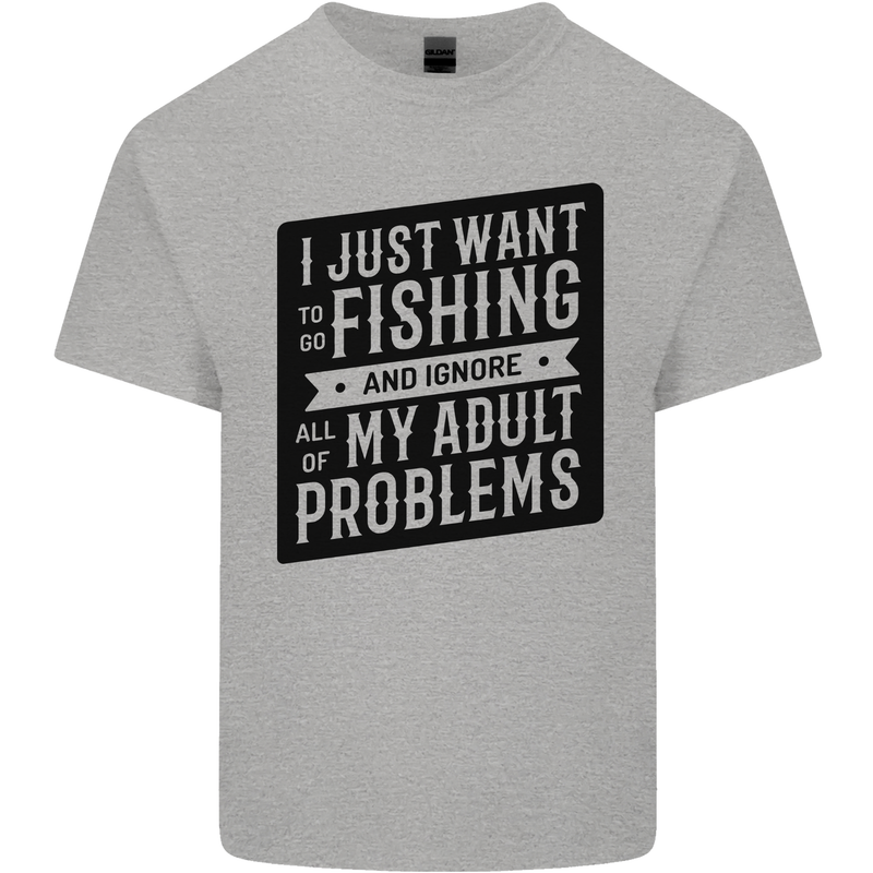 Fishing Ignore All of My Adult Problems Funny Mens Cotton T-Shirt Tee Top Sports Grey