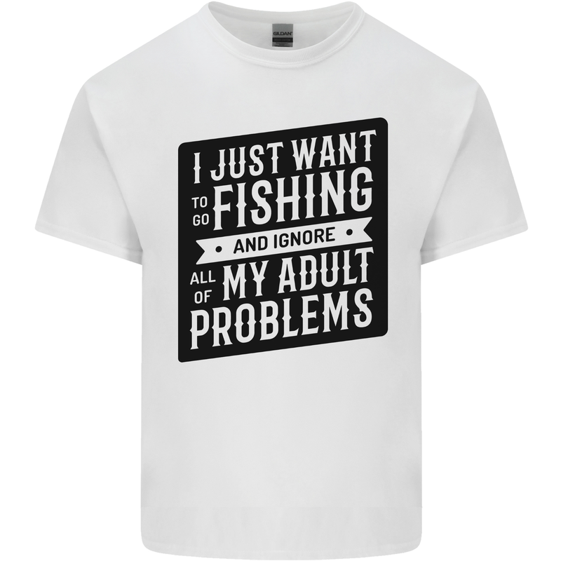 Fishing Ignore All of My Adult Problems Funny Mens Cotton T-Shirt Tee Top White
