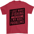 Fishing Ignore All of My Adult Problems Funny Mens T-Shirt 100% Cotton Red