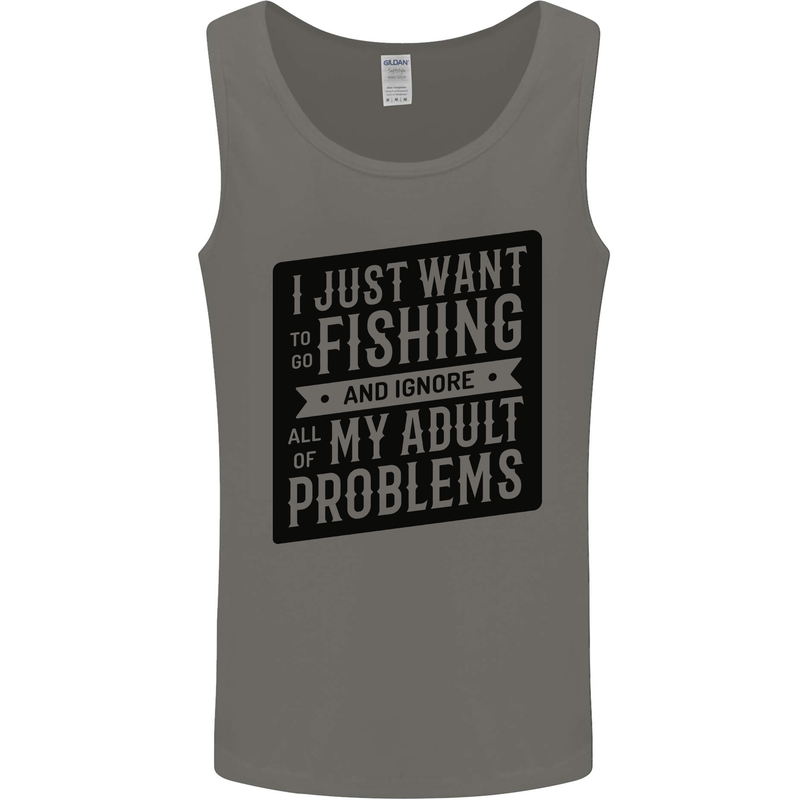 Fishing Ignore All of My Adult Problems Funny Mens Vest Tank Top Charcoal