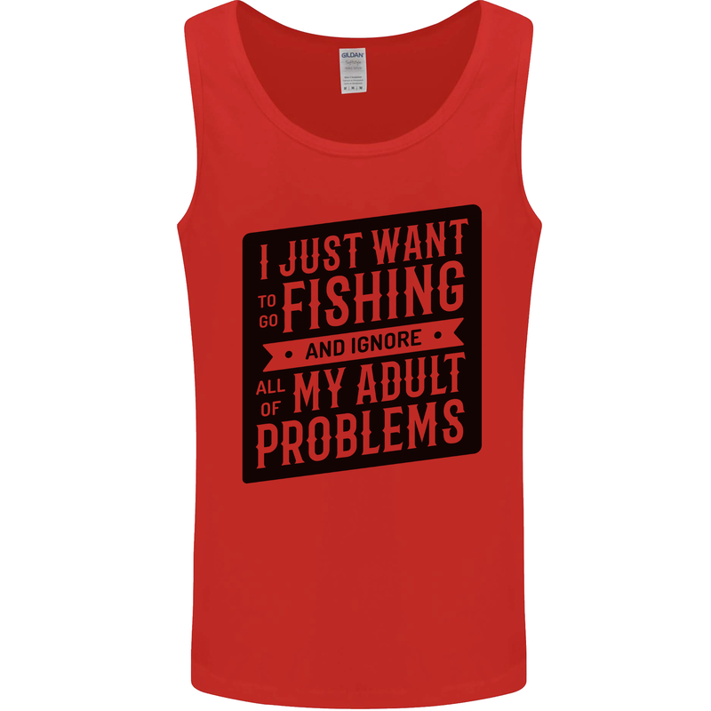 Fishing Ignore All of My Adult Problems Funny Mens Vest Tank Top Red