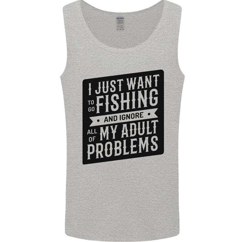 Fishing Ignore All of My Adult Problems Funny Mens Vest Tank Top Sports Grey