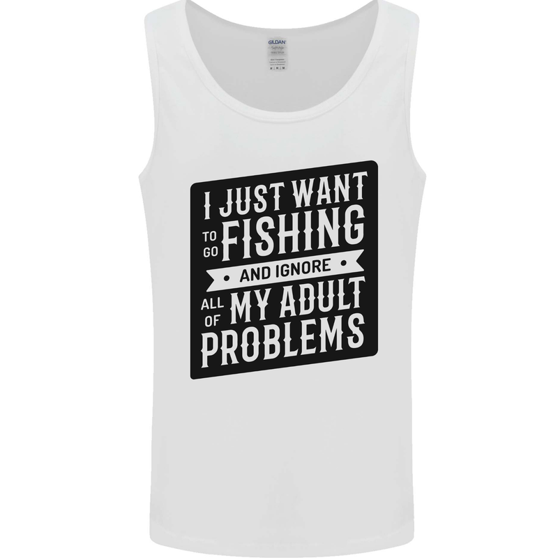 Fishing Ignore All of My Adult Problems Funny Mens Vest Tank Top White