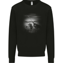 Fishing Rod And Reel Fisherman Mens Sweatshirt Jumper Black