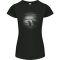 Fishing Rod And Reel Fisherman Womens Petite Cut T-Shirt Black