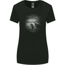 Fishing Rod And Reel Fisherman Womens Wider Cut T-Shirt Black