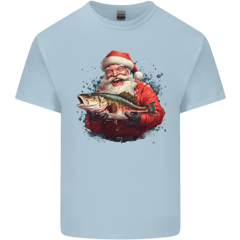 Fishing Santa Claus Fisherman Christmas Kids T-Shirt Childrens Light Blue