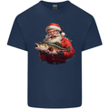 Fishing Santa Claus Fisherman Christmas Kids T-Shirt Childrens Navy Blue