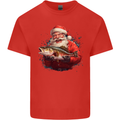 Fishing Santa Claus Fisherman Christmas Kids T-Shirt Childrens Red