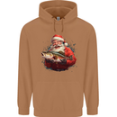 Fishing Santa Claus Fisherman Christmas Mens 80% Cotton Hoodie Caramel Latte