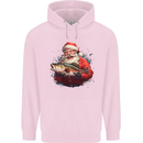 Fishing Santa Claus Fisherman Christmas Mens 80% Cotton Hoodie Light Pink