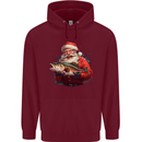 Fishing Santa Claus Fisherman Christmas Mens 80% Cotton Hoodie Maroon