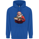 Fishing Santa Claus Fisherman Christmas Mens 80% Cotton Hoodie Royal Blue