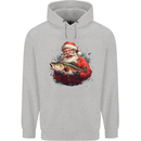 Fishing Santa Claus Fisherman Christmas Mens 80% Cotton Hoodie Sports Grey