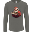Fishing Santa Claus Fisherman Christmas Mens Long Sleeve T-Shirt Charcoal