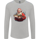 Fishing Santa Claus Fisherman Christmas Mens Long Sleeve T-Shirt Sports Grey