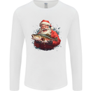 Fishing Santa Claus Fisherman Christmas Mens Long Sleeve T-Shirt White