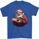 Fishing Santa Claus Fisherman Christmas Mens T-Shirt 100% Cotton Royal Blue