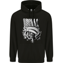 Fishing Trout USA Flag Fisherman America Fish Mens 80% Cotton Hoodie Black