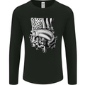 Fishing Trout USA Flag Fisherman America Fish Mens Long Sleeve T-Shirt Black