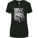Fishing Trout USA Flag Fisherman America Fish Womens Wider Cut T-Shirt Black