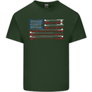 Fishing USA Flag American Fisherman Rod Mens Cotton T-Shirt Tee Top Forest Green