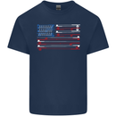 Fishing USA Flag American Fisherman Rod Mens Cotton T-Shirt Tee Top Navy Blue