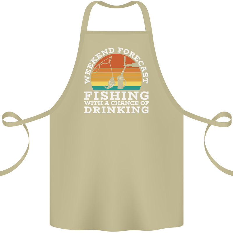 Fishing Weekend Forecast Funny Fisherman Beer Cotton Apron 100% Organic Khaki