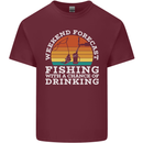 Fishing Weekend Forecast Funny Fisherman Beer Mens Cotton T-Shirt Tee Top Maroon