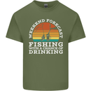 Fishing Weekend Forecast Funny Fisherman Beer Mens Cotton T-Shirt Tee Top Military Green