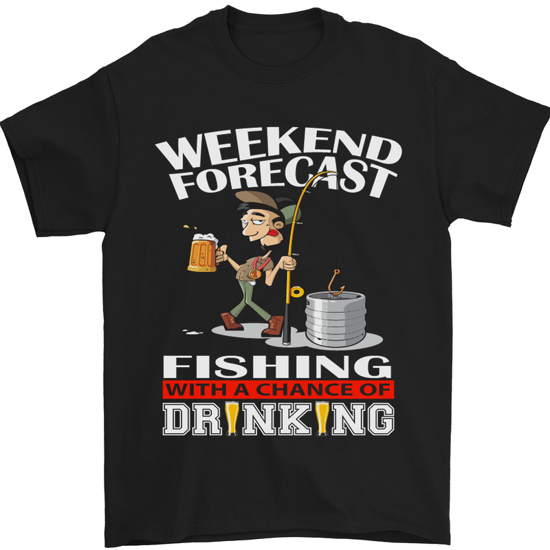 a black t - shirt with a man holding a fishing pole