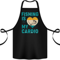Fishing is My Cardio Funny Fisherman 1 Cotton Apron 100% Organic Black