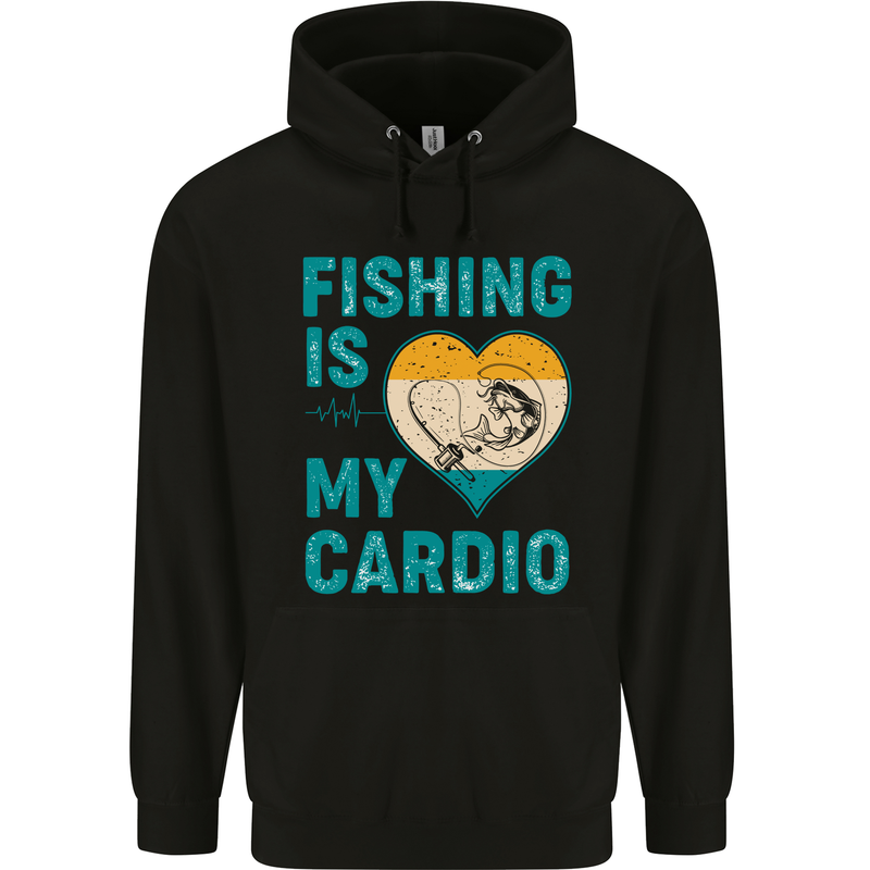 Fishing is My Cardio Funny Fisherman 1 Mens 80% Cotton Hoodie Black