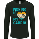 Fishing is My Cardio Funny Fisherman 1 Mens Long Sleeve T-Shirt Black