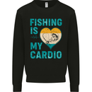 Fishing is My Cardio Funny Fisherman 1 Mens Sweatshirt Jumper Black