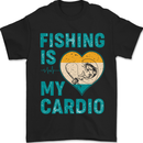 Fishing is My Cardio Funny Fisherman 1 Mens T-Shirt 100% Cotton Black