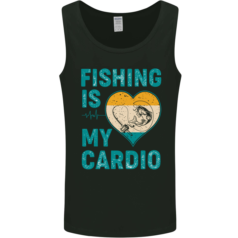 Fishing is My Cardio Funny Fisherman 1 Mens Vest Tank Top Black