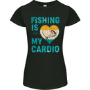 Fishing is My Cardio Funny Fisherman 1 Womens Petite Cut T-Shirt Black