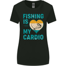 Fishing is My Cardio Funny Fisherman 1 Womens Wider Cut T-Shirt Black
