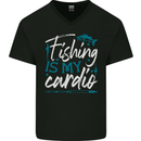Fishing is My Cardio Funny Fisherman 2 Mens V-Neck Cotton T-Shirt Black