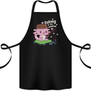 Fishing is My Valentine Funny Axolotl Cotton Apron 100% Organic Black