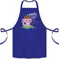 Fishing is My Valentine Funny Axolotl Cotton Apron 100% Organic Royal Blue