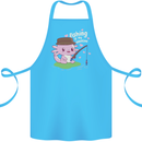 Fishing is My Valentine Funny Axolotl Cotton Apron 100% Organic Turquoise