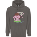 Fishing is My Valentine Funny Axolotl Mens 80% Cotton Hoodie Charcoal