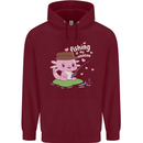 Fishing is My Valentine Funny Axolotl Mens 80% Cotton Hoodie Maroon