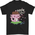Fishing is My Valentine Funny Axolotl Mens T-Shirt 100% Cotton Black