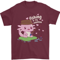 Fishing is My Valentine Funny Axolotl Mens T-Shirt 100% Cotton Maroon