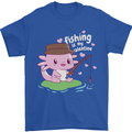 Fishing is My Valentine Funny Axolotl Mens T-Shirt 100% Cotton Royal Blue